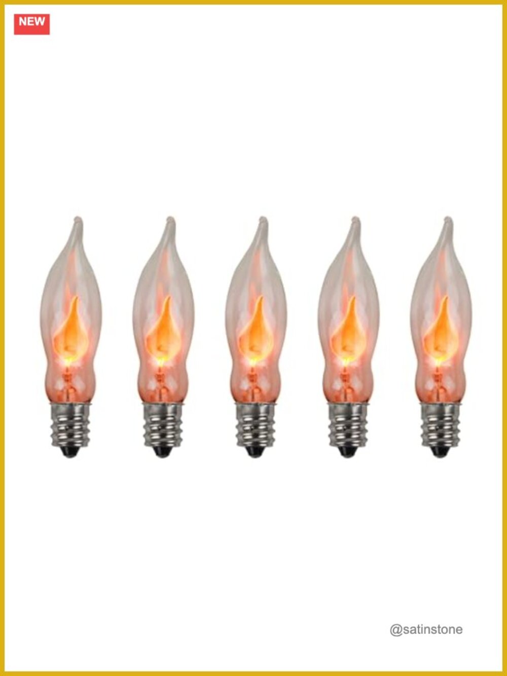 Flame Flicker Light Bulbs E12 Candelabra Base 3W 130V 5 Pack
